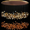 Elegant Modern Chandelier With Shiny Golden Circular Decorations And Multiple Hanging Ornaments