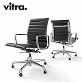 Black Leather Office Chair With Silver Metal Frame Armrests Swivel Base And Rolling Wheels