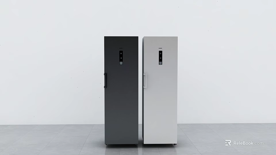 Modern Black and Silver Refrigerators with Sleek Design for Home Kitchen Use 3d model 