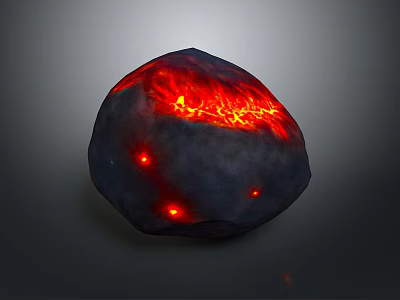 Lava Stone Material With Glowing Red Luminous Surface For Decorative Decoration 3d model