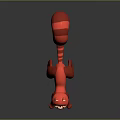 Pink Feline Creature With Long Red Striped Tail In 3D Stylized Design