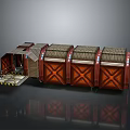 Red Cross Pattern Modular Cargo Units With Lattice Top And Step Platform 3d model