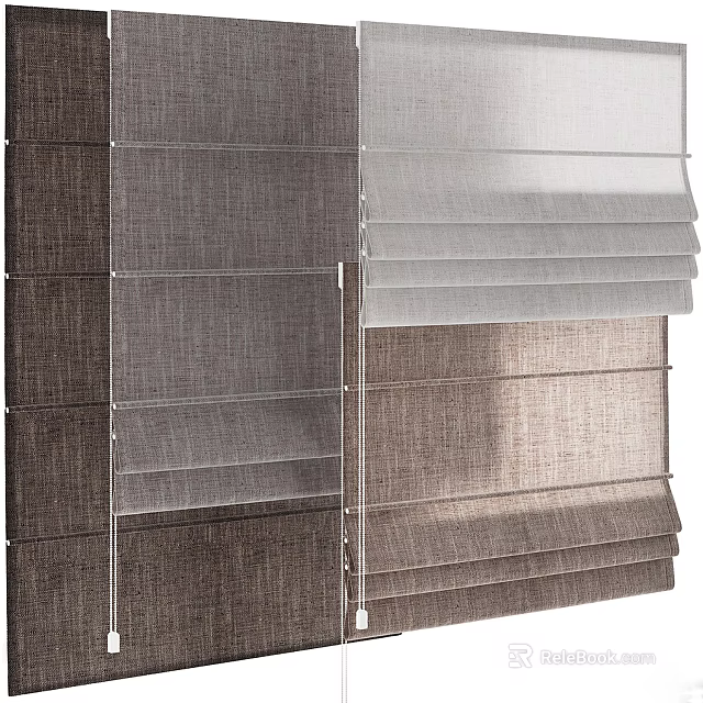 Modern Window Blinds With Different Colors And Fabric Linen Texture Design 3d model