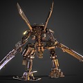 Robot Double Knife Sci-Fi Robot Future Robot War Machine Steampunk Cyberpunk 3d model