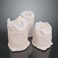 Three White Candles With Melted Wax For Home Furniture Decoration