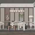 Quiet restaurant table and chair combination chandelier floor lamp 3d model