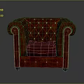 Classic Red Leather Tufted Armchair With Diamond Pattern And Nailhead Trim