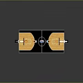 3D Basketball Court Model With Wooden Floor Hoops And Player Figures