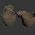Woven Storage Baskets in Assorted Sizes with Handles for Home Organization 3d model