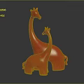 Two Shiny Red Giraffe Figurines On Dark Background For Decorative