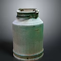Vintage Green Metal Milk Can With Rustic Design And Handle For Storage