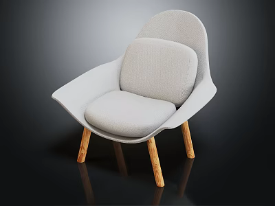 Modern Light Gray Fabric Single Sofa With Wooden Legs And Sleek Design 3d model