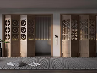 New Chinese Folding Door Openwork Grille Folding Door Openwork Screen 3d model