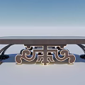Elegant Outdoor Chair Design With Wooden Surface And Decorative Metal Scrollwork Frame