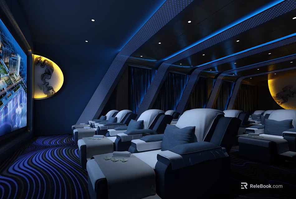 SPA Sauna Relaxing Environment With Modern Interior And Comfortable Massage Chairs 3d model 