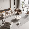 Modern sofa coffee table combination home 3d model