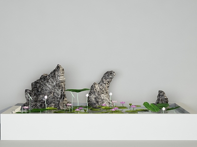 New Chinese landscape sketch rockery waterscape 3d model