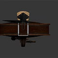 Classical Wooden Violin Musical Instrument with Glossy Surface and Bow on Gray Background