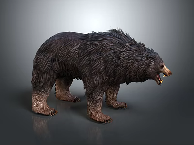 3D Rendered Fierce Bear With Thick Fur And Open Mouth 3d model