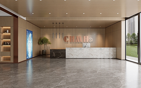 Front Desk in Company Hall 3d model