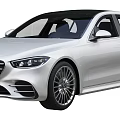 White Mercedes Luxury Sedan With Modern Design Black Roof And LED Headlights