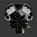 Detailed High Quality Automotive Engine With Cylinders Fan And Mechanical Components