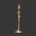 Golden Cat Shaped Statue With Pointed Ears And Standing Posture On Shiny Base