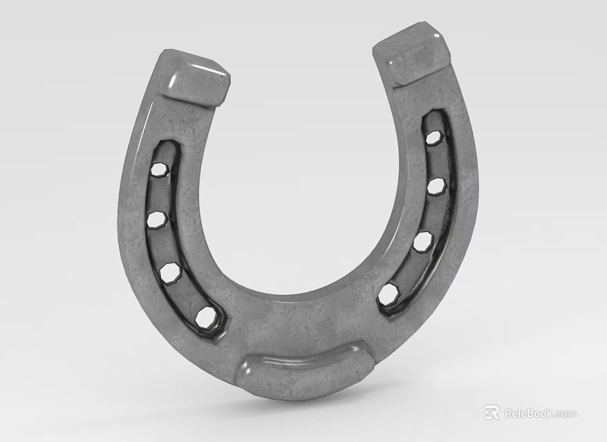 Sturdy Metal Horseshoe Hardware Tool With Multiple Holes For Hoof Protection 3d model 