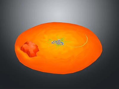 Modern Orange Round Furniture Table With Red Decorative Item And Blue Small Ornaments 3d model