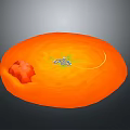 Modern Orange Round Furniture Table With Red Decorative Item And Blue Small Ornaments