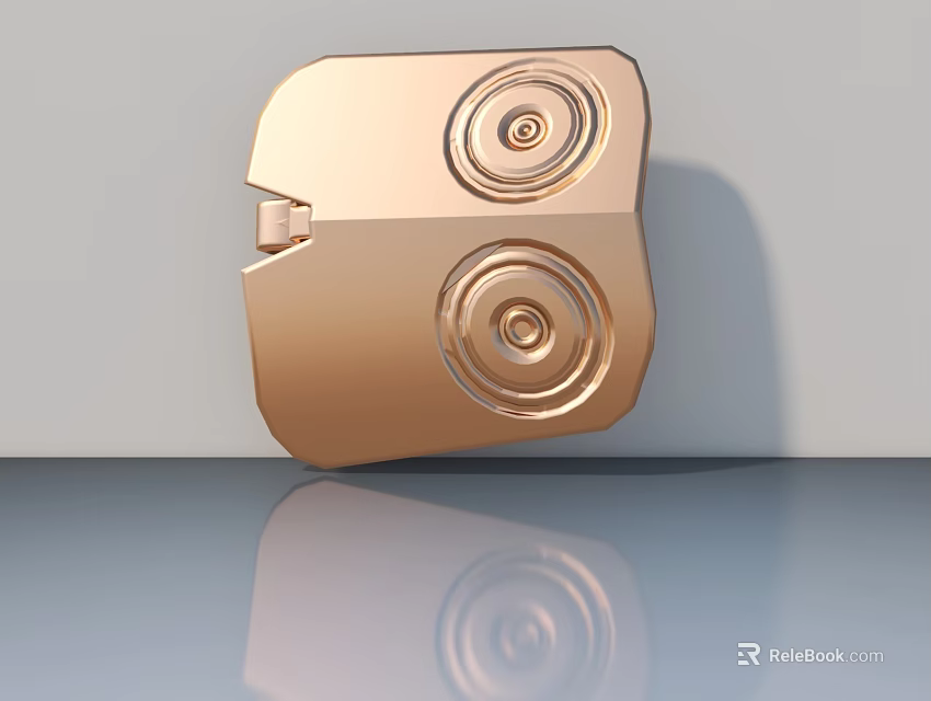 Modern Swing Door Hardware with Golden Metallic Finish and Circular Knobs 3d model