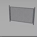 Sturdy Metal Mesh Fence With Grid Pattern And Steel Support Posts 3d model