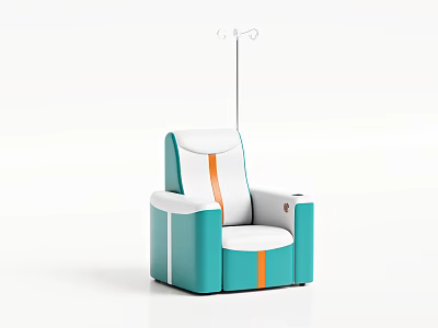 Modern Single Sofa Design With Turquoise White Upholstery And Orange Stripes 3d model