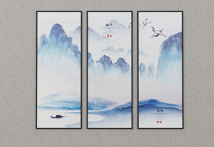 New Chinese Landscape Painting Landscape Painting 3d model