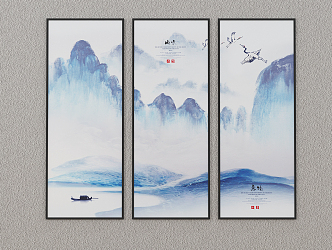 New Chinese Landscape Painting Landscape Painting 3d model