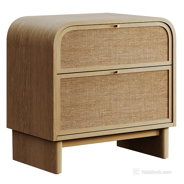 Modern Wooden Entryway Side Cabinet With Woven Panel Drawers And Natural Design 3d model 