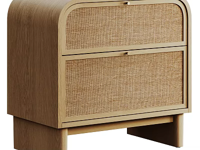 Modern Wooden Entryway Side Cabinet With Woven Panel Drawers And Natural Design 3d model