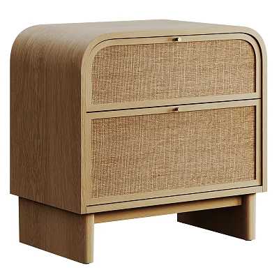 Modern Wooden Entryway Side Cabinet With Woven Panel Drawers And Natural Design 3d model