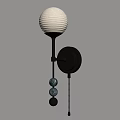 Modern Wall Lamp With White Round Shade Soft Light Metal Base And Hanging Spherical Decor