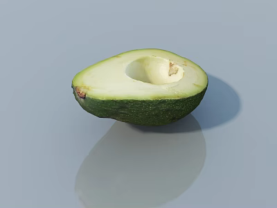 Fresh Halved Avocado With Seed Removed On Smooth Surface And Reflection 3d model