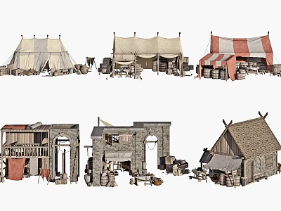 Vintage Tent Medieval House Residential Tinged House 3d model