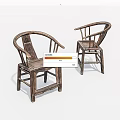 Pair Of Vintage Wooden Leisure Chairs With Curved Armrests And Classic Design