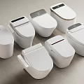 Multiple Smart White Toilets Featuring Digital Display And Various Modern Styles 3d model