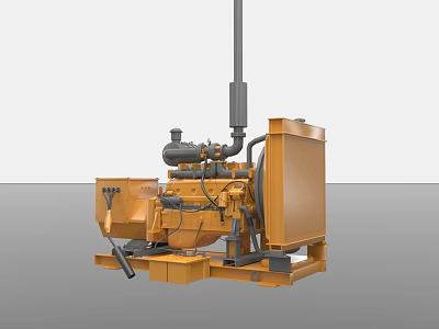 Yellow Industrial Equipment With Engine Pipes And Compact Structure For Industrial Use 3d model