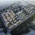 Aerial View Planning of Urban Residential Area With High Rise Buildings and Green Spaces