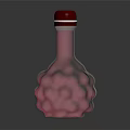 Medical Glass Bottle With Red Cap Transparent Body Red Liquid And Reflective Base