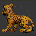 Cute Yellow Spotted Cheetah Cub Toy 3D Model in Standing Pose with Shiny Background