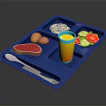 Healthy Balanced Food Tray With Rice Steak Potatoes Fresh Vegetables And Orange Juice