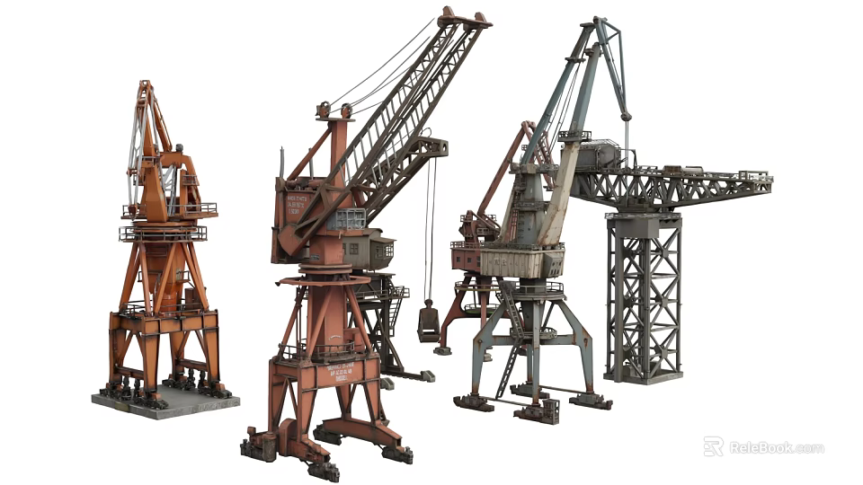 Heavy Duty Industrial Cranes With Various Structural Designs And Mechanical Parts 3d model 