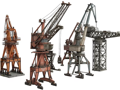 Heavy Duty Industrial Cranes With Various Structural Designs And Mechanical Parts 3d model